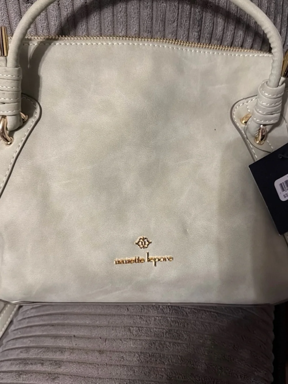 Nanette Lepore Cream Structured Top-Handle Satchel